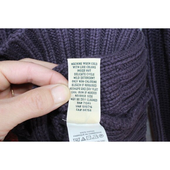 LL Bean Double L Cable Sweater Crewneck Darkest Purple Size S - Picture 9 of 11